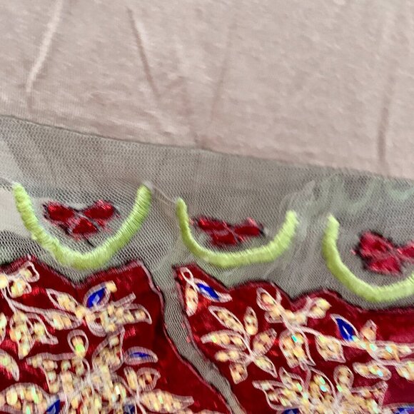 Rina Dhaka Indian Volubilis Maxi Boho Anthropologie Sequin Beaded Soft Gray dres - Picture 15 of 16